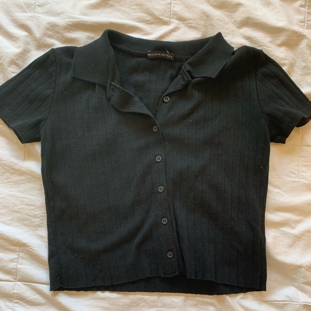 Cropped Brandy Melville Button Up Collar Tee